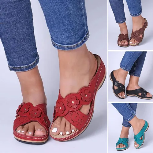 Vista 5 de Aayomet Sandalias de cuña para mujer, soporte de arco, cómodas, para caminar, estilo romano, casuales, de verano, con cremallera, correas