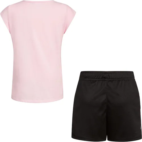 Vista 2 de adidas Conjunto de camiseta gráfica y pantalón corto de malla de 2 piezas para niñas