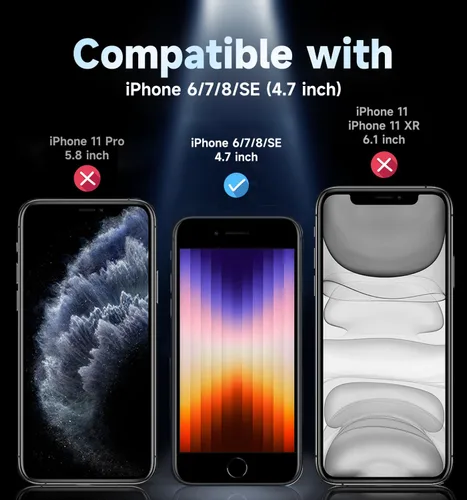 Vista 2 de MAGIC JOHN Paquete de 2 protectores de pantalla para iPhone SE 3/SE 2 (edición 2022/2020), vidrio templado para iPhone 7/8/6, eliminación automática