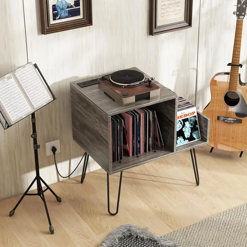 Vista 2 de Giantex Soporte para tocadiscos, gris