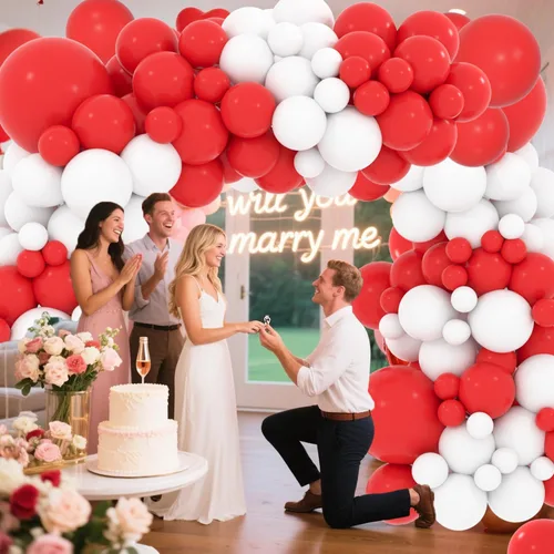 Vista 4 de Kit de arco de globos rojos y blancos, guirnalda de arco de globos rojos y blancos, 112 piezas para bodas, despedidas de soltera, cumpleaños