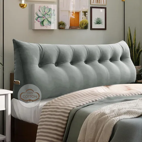 Vista 10 de WOWMAX Almohada para cabecero de terciopelo 100% algodón, tamaño individual, soporte de espalda de cuña, cojín de lectura para cama y diván, cojín