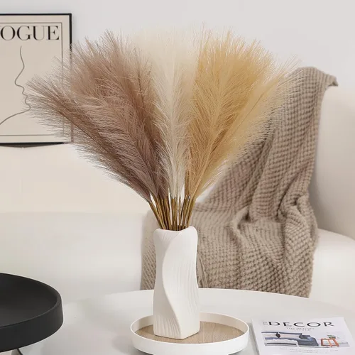 Vista 14 de Wertuirk 30 piezas de hierba de las pampas negra - Decoración de hierba de las pampas artificial de 24 pulgadas, hierba de las pampas artificial