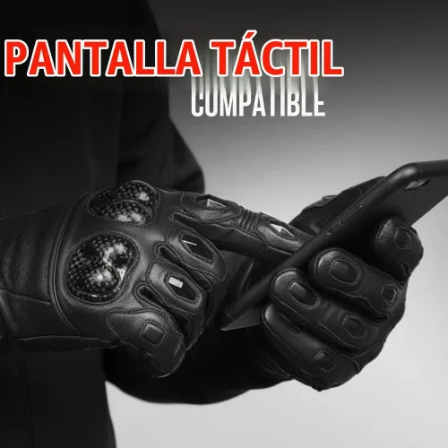 Vista 7 de Guantes de piel de anilina de vaca para motocicleta de hombre con control deslizante