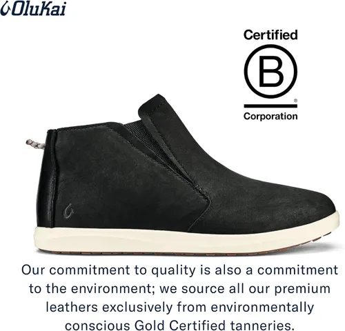 Vista 4 de OLUKAI Hawai'iloa Manu Hope - Botines para mujer, suaves y cómodos, impermeables, de cuero de grano completo, paneles elásticos para ajuste