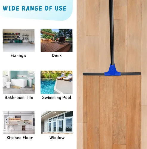 Vista 8 de Escurridor de Piso con Mango Telescópico Largo de 59'', Escoba de Goma Resistente de 18" para Hormigón, Azulejos de Baño, Garaje, Terraza