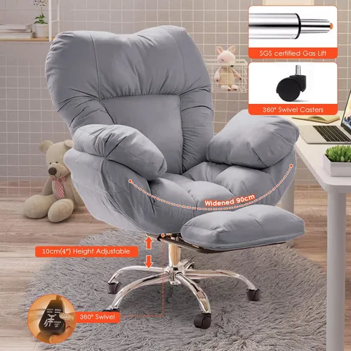 Vista 5 de High Back Desk Chair,Big and Tall Office Chair with Footrest,Ergonomic Computer Leather High Back Executive Lumbar Support for Heavy People,Gray