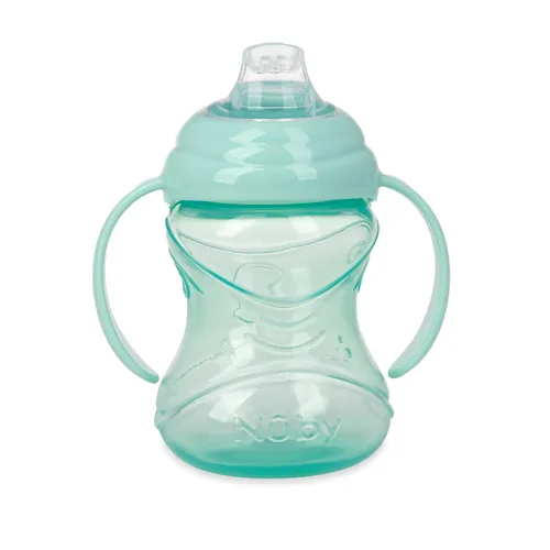 Vista 4 de Nuby Taza de agarre N' Sip de 3 piezas sin derrames con boquilla flexible suave, 2 asas con función Clik It Lock, neutro, 10 onzas