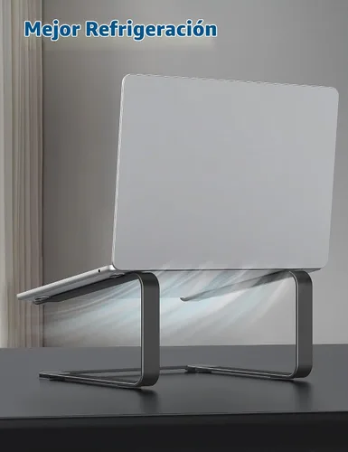Vista 5 de SOUNDANCE Soporte de computadora portátil para escritorio, elevador ergonómico de metal para portátiles de 12 a 17.3 pulgadas, soporte de escritorio