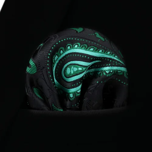Vista 14 de HISDERN Corbatas para hombre, corbata de cachemira y bolsillo cuadrado tejido clásico floral para hombre, corbata de fiesta de boda