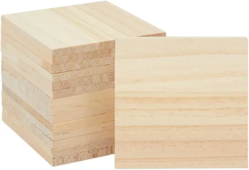 Vista 10 de Bright Creations Cuadrados de madera sin terminar, 3 x 3 pulgadas, paquete de 15, 1/4 de pulgada de grosor, espacios en blanco de madera