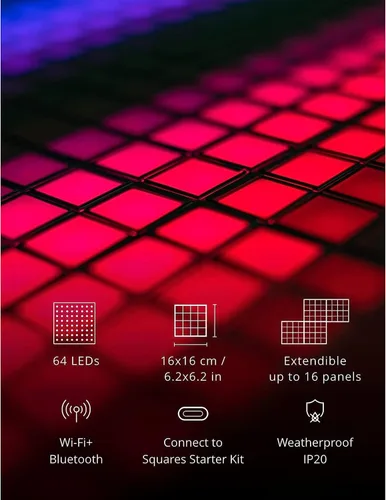 Vista 9 de Panel Maestro Cuadros Twinkly, Panel LED RGB, Incluye 1 Panel Principal y Fuente de Alimentación USB-C, Compatible con HomeKit, Alexa y Google Home