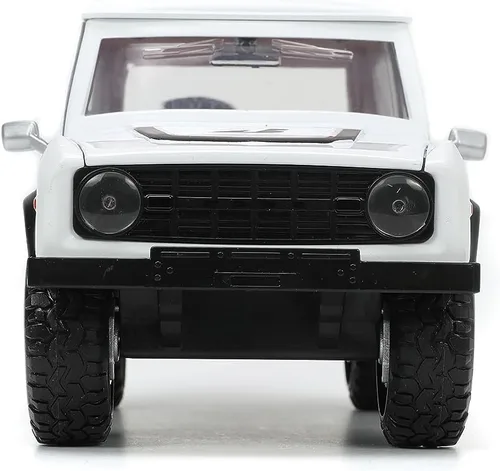 Vista 2 de Jada Just Trucks 1:24 1973 Ford Bronco Bridgestone - Portaneumáticos fundido a presión, juguetes para niños y adultos (blanco y rojo)