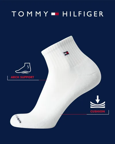 Vista 3 de Tommy Hilfiger Calcetines tobilleros acolchados de corte de cuarto para hombre (paquete de 12)