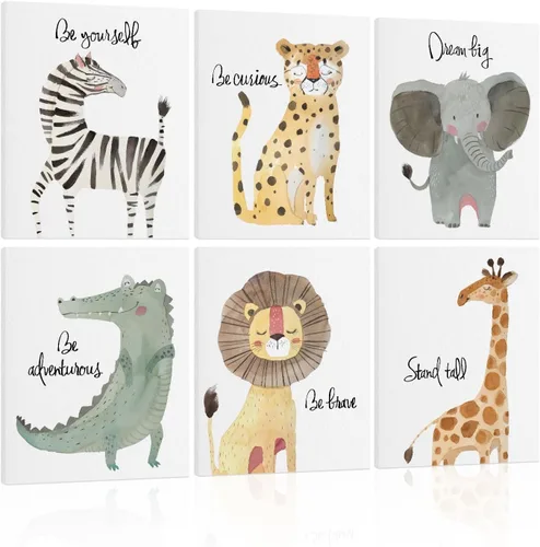 Vista 8 de Póster ABC para decoración de pared de cuarto de bebé, arte bohemio del alfabeto para pared de aula, arte de pared de niños de animales de safari