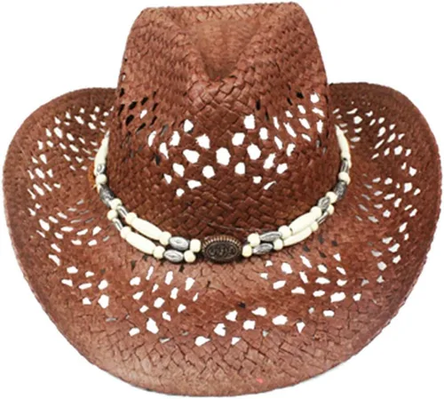 Vista 7 de Sombrero de vaquero de paja para hombres y mujeres, sombrero de sol Sombreros Vagueros Classic Western Accents Sombreros