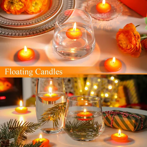 Vista 5 de Nuanchu - 30 velas flotantes sin perfume de 1.5 pulgadas para centros de mesa Votive Candles Decor, Anniversary Centerpieces, Stable Water