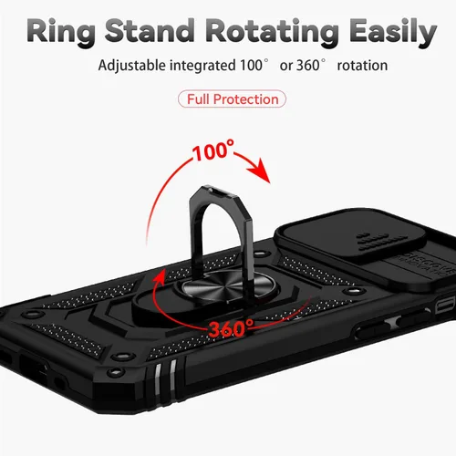 Vista 5 de Funda para iPhone 12, con protector de pantalla y funda para cámara, [grado militar] de 16 pies. Funda a prueba de caídas con soporte magnético