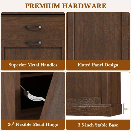 Vista 6 de njnj 2x13 Gallons Double Tilt Out Trash Can Cabinet Brown
