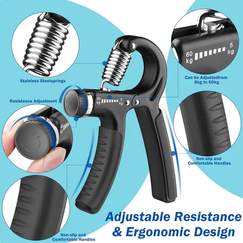 Vista 2 de AIXPI Grip Strength Trainer, Hand Grip Exerciser Strengthener with Adjustable Resistance 11-132 Lbs (5-60kg), Forearm Strengthener, Hand Exerciser