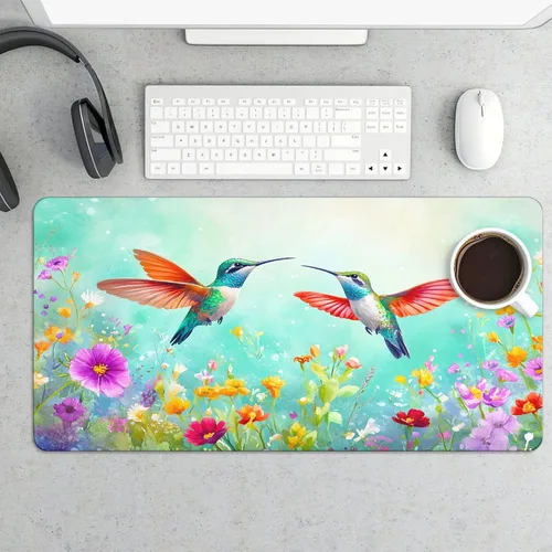 Vista 15 de Large Mouse Pad Beach Flamingos Palm Trees Rubber Base Keyboard Long Gaming Mouse pad Desk Mat Waterproof Non-Slip Protector Laptop Pads for Work
