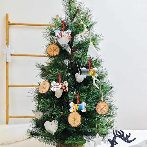 Vista 4 de Adornos de Navidad personalizados con foto, 1-150 paquetes de imágenes de texto con nombre de logotipo personalizado para bodas de Navidad