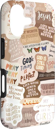 Vista 3 de Funda estética para iPhone 17 con frases positivas con versículos bíblicos cristianos