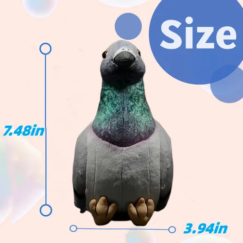 Vista 2 de FRANKIEZHOU Peluche de paloma gris de 7 pulgadas, juguete de peluche de paloma para niños, juguete de peluche de pájaro, juguetes suaves, regalos