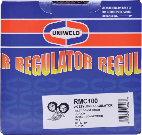 Vista 5 de Uniweld Regulador de acetileno de la serie Centurion RMC100 con conexión de salida "A" y entrada de 200 CGA