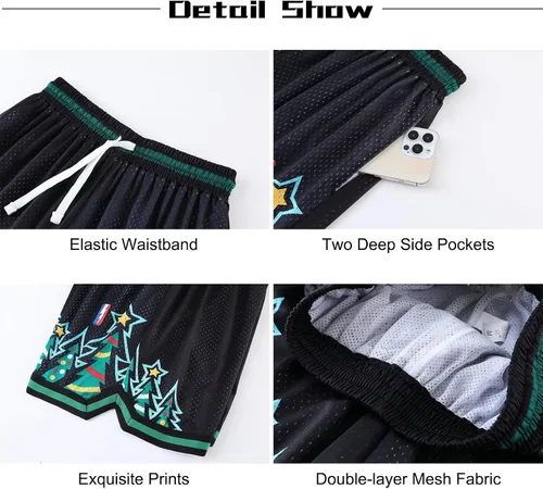 Vista 5 de BOOMLEMON Pantalones cortos de baloncesto para hombre, pantalones cortos de entrenamiento de gimnasio, pantalones cortos deportivos de malla