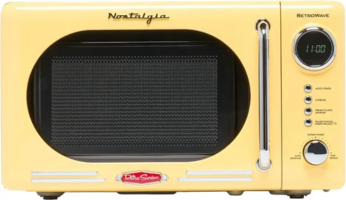 Vista 34 de Nostalgia Horno microondas para encimera con interior fácil de limpiar, microondas retro con pantalla LED y bloqueo para niños, horno compacto