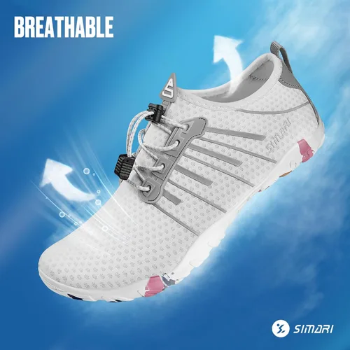 Vista 4 de Simari Zapatos de agua para mujer, hombre, natación, playa, piscina, deportes acuáticos, secado rápido, estilo descalzo, buceo, surf y caminar