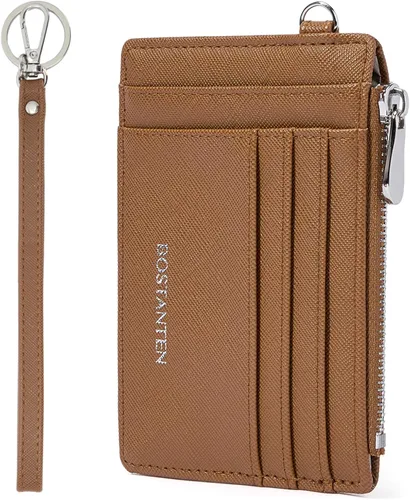 Vista 16 de BOSTANTEN Tarjetero para tarjetas de crédito para mujer, billetera de piel RFID, pequeña cartera delgada con llavero con ventana de identificación