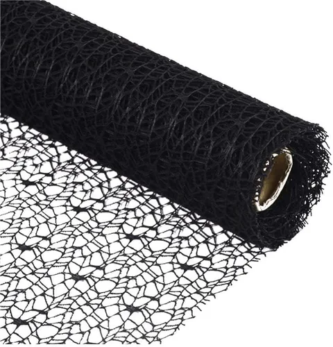 Vista 5 de EXCEART Rollo de gasa jacquard negro de 15.7 in de ancho x 70 pulgadas de largo, malla decorativa para manualidades, proyectos escolares, envoltura