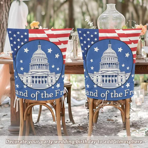 Vista 6 de 4th of July Independence Day White House Land of Free Decorative Chair Cover for Office Chair for Classroom Stools Soft Chair Slip Cover covertores