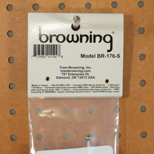 Vista 8 de Browning® BR-176-S Antena UHF de 200 vatios de 450 MHz a 470 MHz con ganancia de 3 dBd y montaje NMO