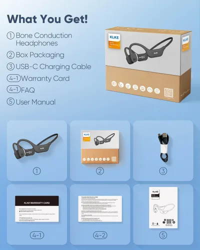 Vista 8 de Auriculares de conducción ósea de oído abierto, IP66 impermeable, auriculares con transductor integrado para correr con modo dual, luz de seguridad