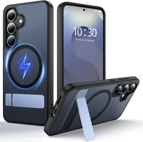 Vista 12 de Funda para Samsung Galaxy S21 FE con MagSafe [soporte ajustable] [carga mientras estás de pie] [Militar a prueba de golpes] Protector de silicona
