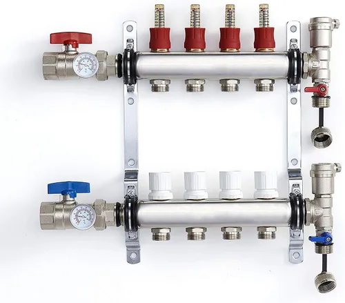 Vista 11 de PEX Colector Radiante Calefacción de Piso Set 3 Loop Sistema de Acero Inoxidable Calefacción Hidrónica Para 1/2 "Tubo de Barrera de Oxígeno