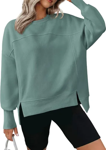Vista 14 de BTFBM Sudaderas de cuello redondo para mujer Blanco
