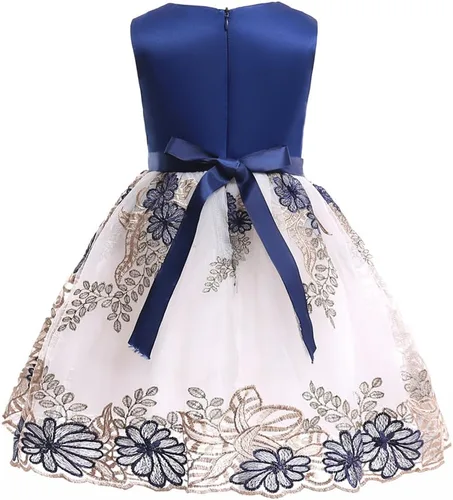 Vista 2 de NSSMWTTC 2-9T Vestido de bordado de boda para niñas de flores, vestido de Navidad con collar