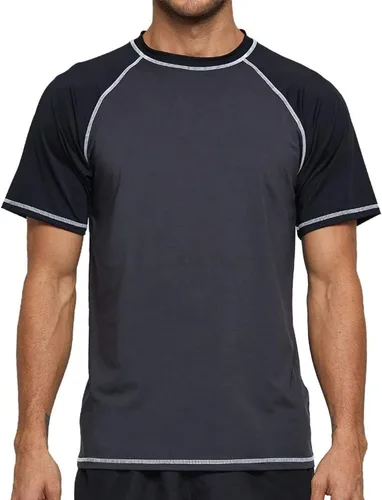 Vista 15 de Arcweg Rashguard Men Swim Short Sleeves Diving UV Protection UPF 50+ Elastic Rash Vest Loose Fit Top Swimming Quick Drying