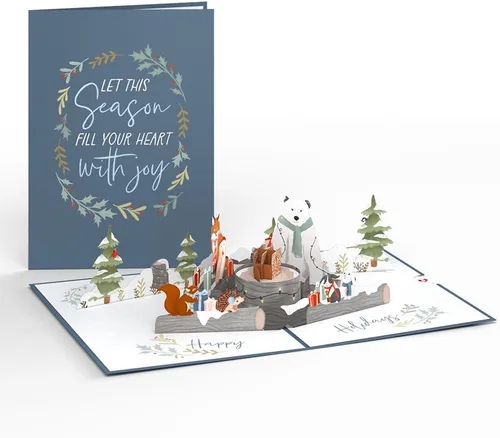 Vista 2 de Lovepop Tarjeta desplegable de Navidad para ella y él, tarjetas de felicitación navideñas 3D para niños, niñas, hombres y mujeres, animales