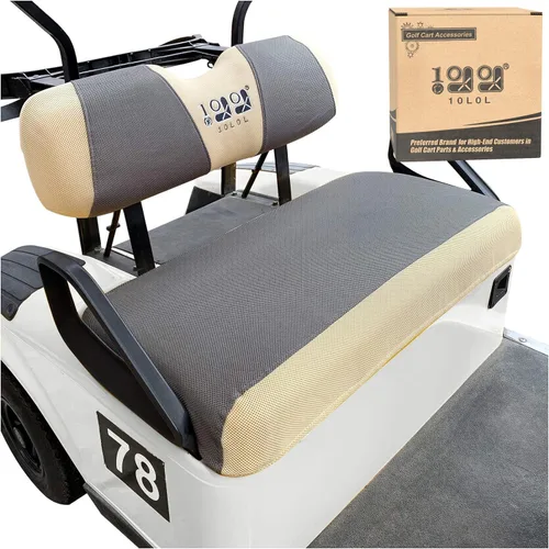 Vista 10 de 10L0L Fundas de asiento de carrito de golf para EZGO TXT RXV y Club Car DS 2000-up, tela de malla de aire transpirable lavable, color beige y azul