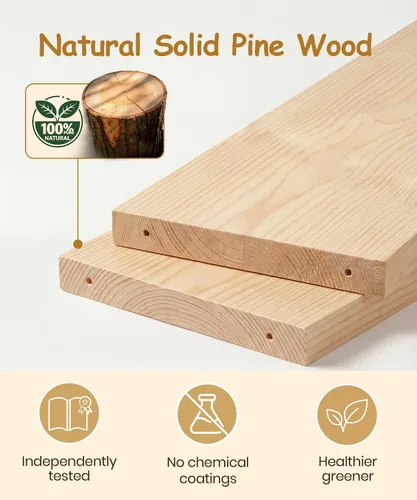 Vista 5 de Juego de 3 estantes para libros de guardería para pared, estantes de madera natural, decoración de pared, pequeño organizador flotante