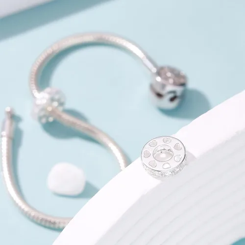 Vista 49 de 925 plata esterlina espaciador encanto grano con CZ transparente para pulseras Pandora Charms