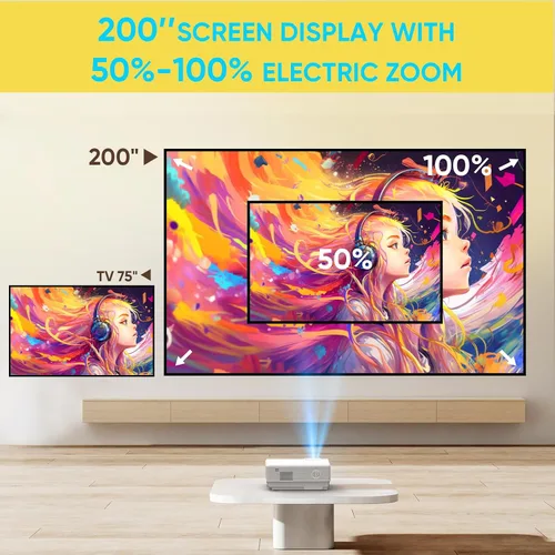 Vista 4 de [Aplicaciones integradas] Mini proyector con WiFi y Bluetooth, proyector de película portátil compatible con HDMI/smartphone/TV Stick/portátil