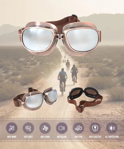 Vista 2 de Gafas CRG Sports estilo clásico de piloto de aviación para motocicleta crucero, tipo scooter T04 T04ST