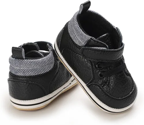 Vista 3 de E-FAK Zapatos de bebé para niños y niñas, zapatillas para bebés, suela de goma antideslizante, zapatos de cuna para primeros pasos de niños pequeños