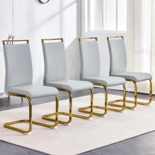 Vista 13 de gopop Juego de sillas de comedor, sillas modernas de metal con asiento acolchado de piel sintética, respaldo alto y patas cromadas resistentes, Negro